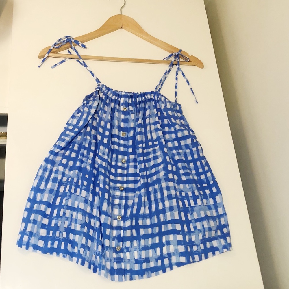 Lily Pulitzer Sea Blue Gingham Tank-top